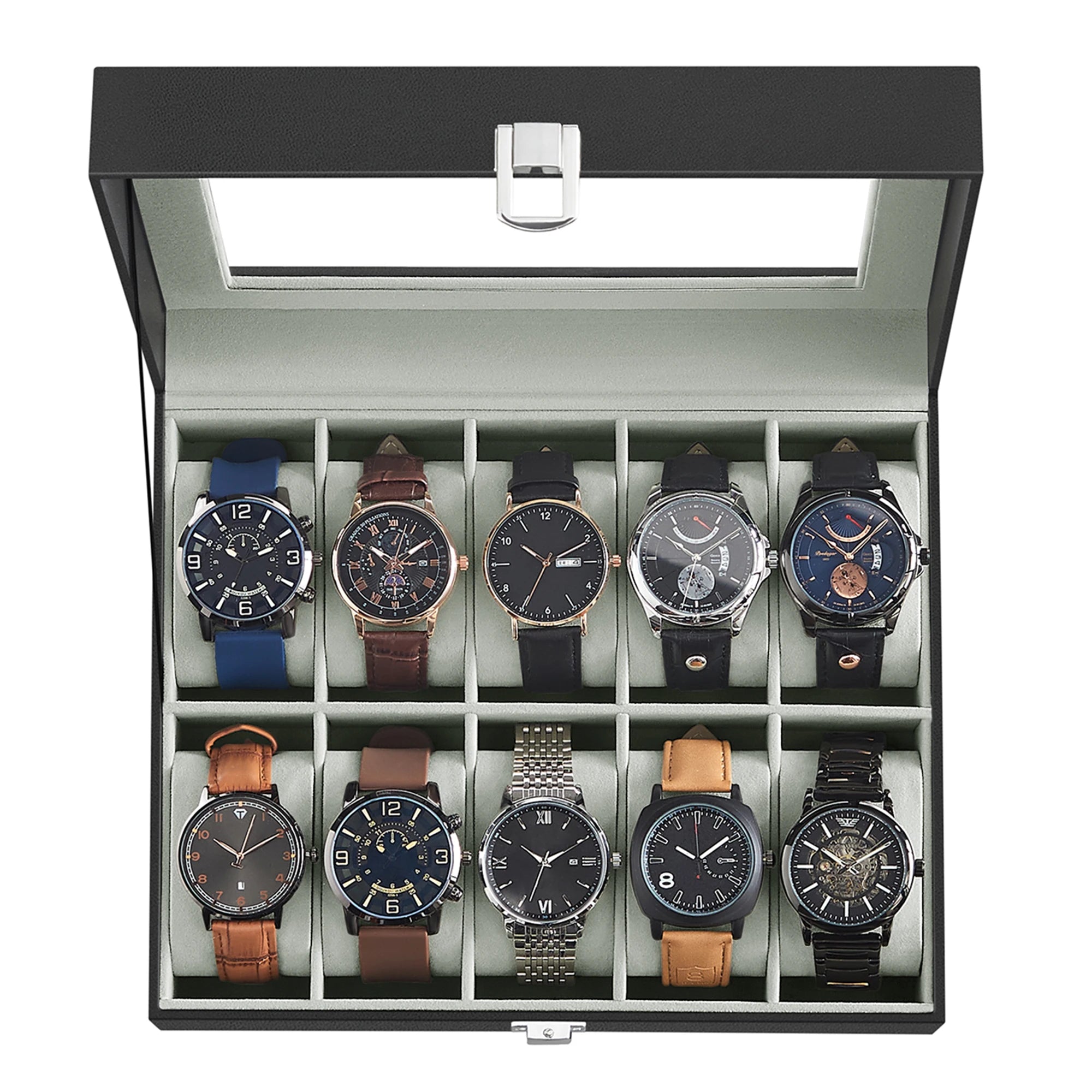 Ten Slot Glass Watch Box