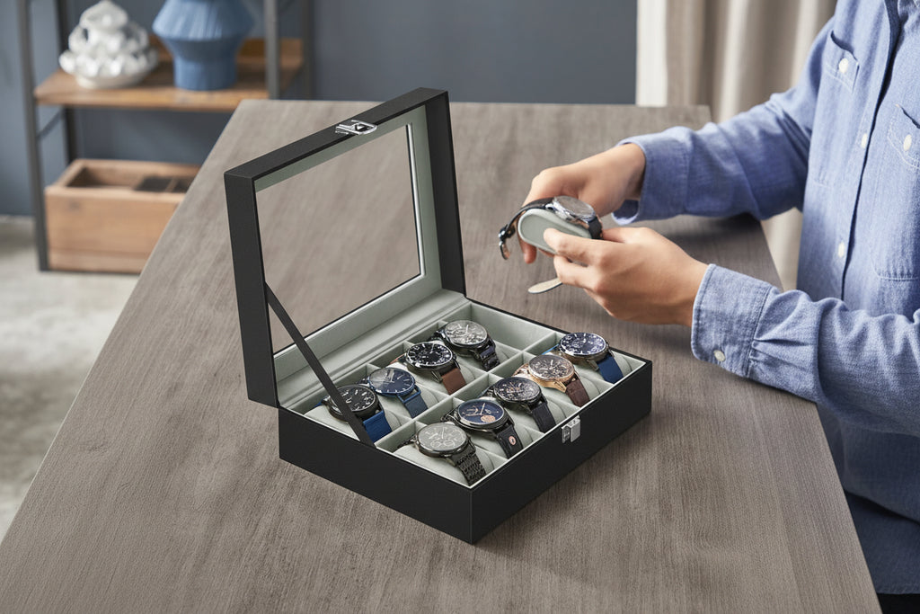 Ten Slot Glass Watch Box