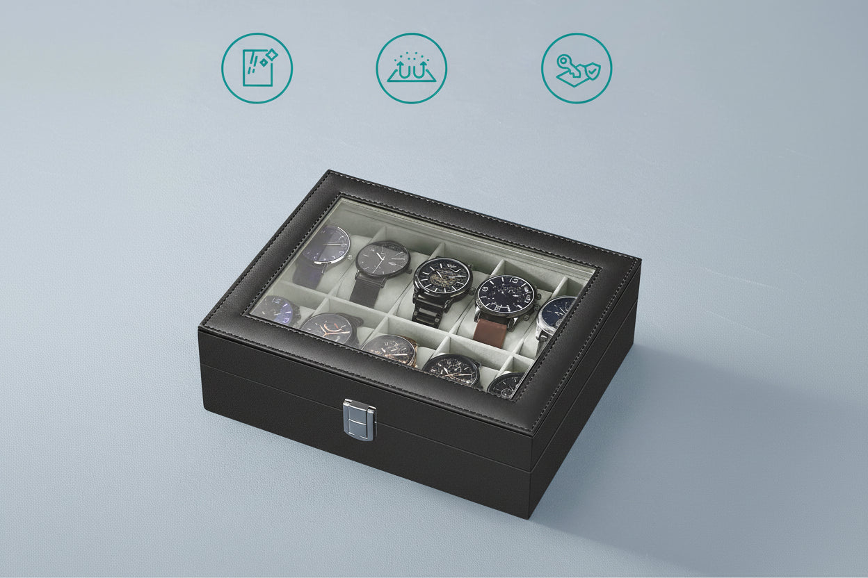 Ten Slot Glass Watch Box